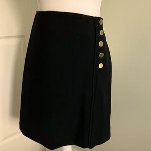 Cynthia Rowley black lined skirt with gold button detail